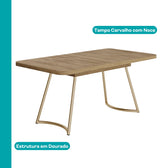 Mesa Toscana 6 lugares Carraro Carvalho c/ Dourado - imagem 2