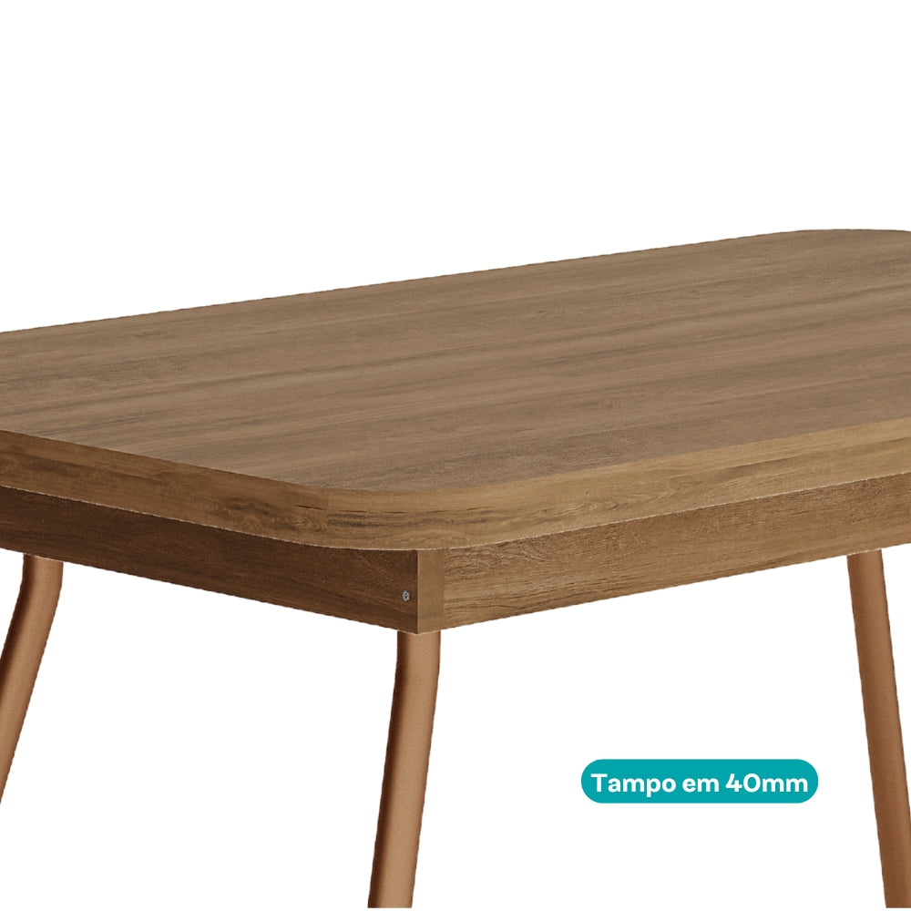 Mesa Toscana 4 lugares Carraro Nogal c/ Rosê - imagem 4