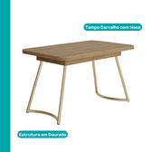 Mesa Toscana 4 lugares Carraro Carvalho c/ Dourado - imagem 2