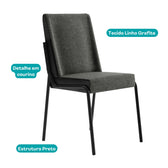 Conjunto 2 Cadeiras de Jantar Hug 1749 Carraro Grafite Preto - imagem 3