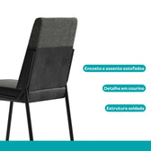 Conjunto 2 Cadeiras de Jantar Hug 1749 Carraro Grafite Preto - imagem 6