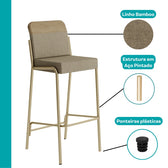 Kit 2 Banquetas Altas Duo Carraro Bamboo e Dourado - imagem 4