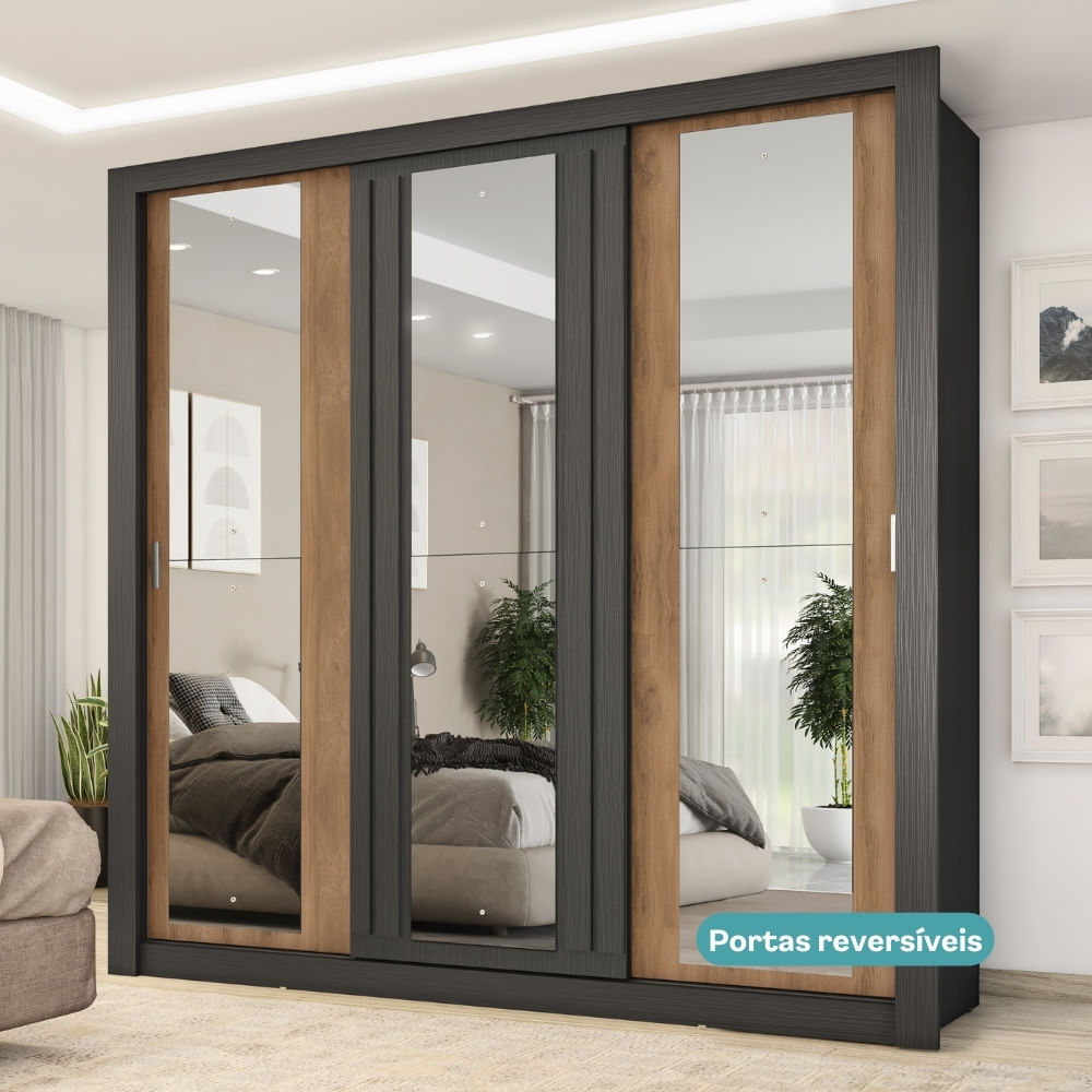 1183-Guarda-Roupa-Casal-3-Portas-Doha-1-Gaveteiro-3-Espelhos-Carraro-Preto-Touch_9