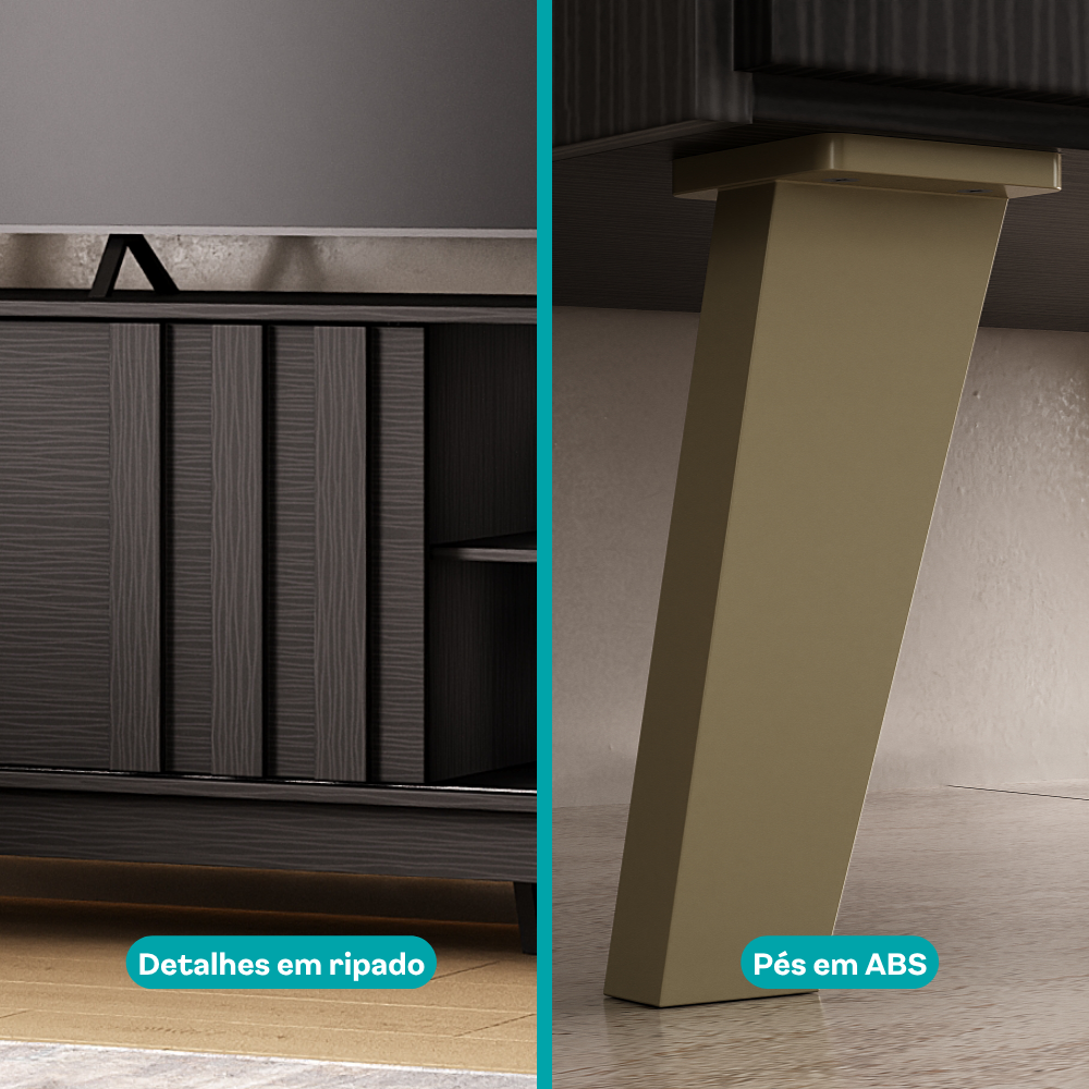 Rack para TV Ventura Carraro Preto Touch - imagem 8