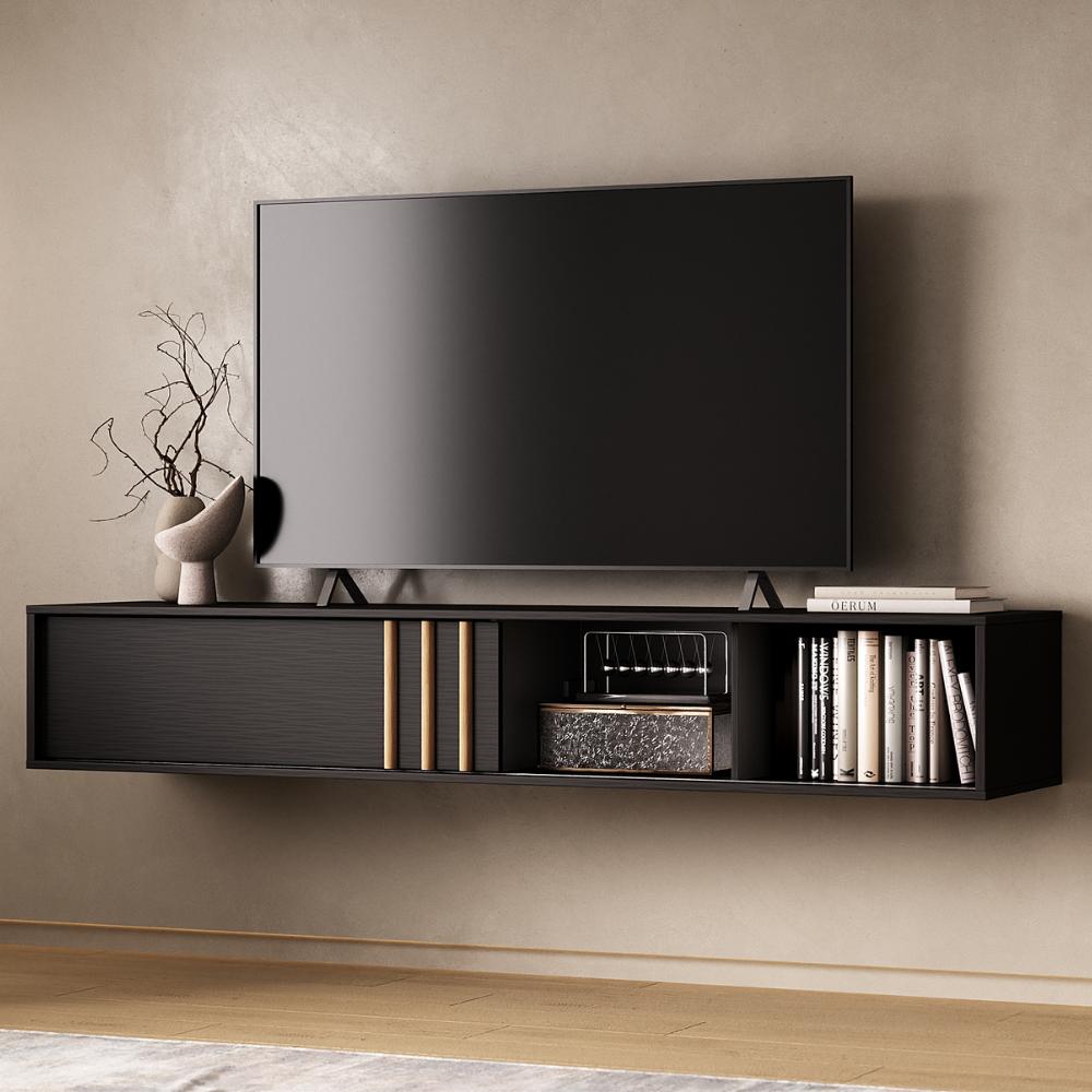 Rack Suspenso para TV Linea Carraro Preto Touch - imagem 1