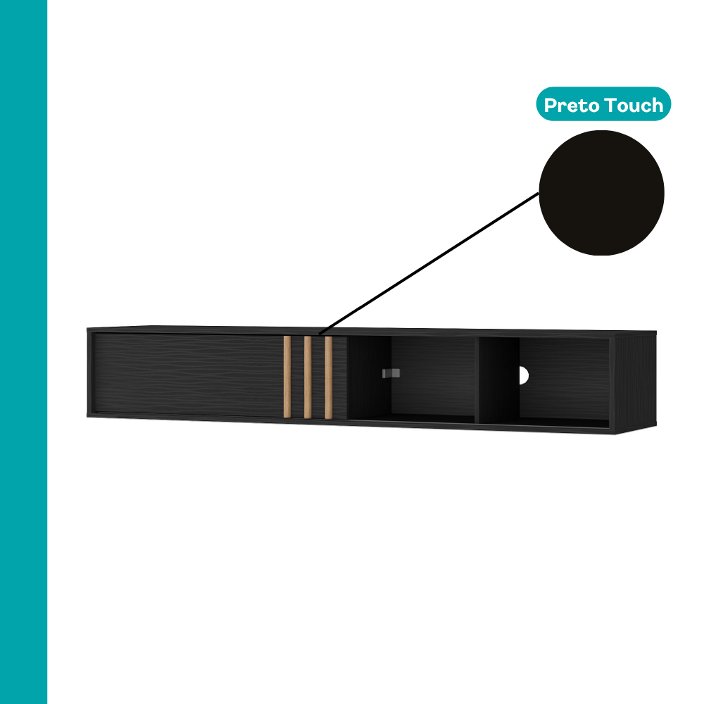 Rack Suspenso para TV Linea Carraro Preto Touch - imagem 6