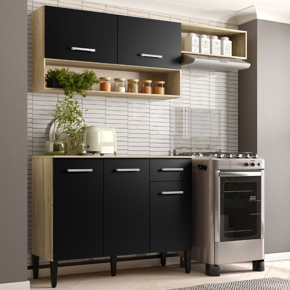 Cozinha Compacta Arizona Tiny Carvalho Preto - imagem 1
