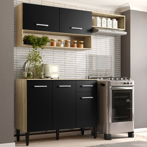 Cozinha Compacta Arizona Tiny Carvalho Preto - imagem 1