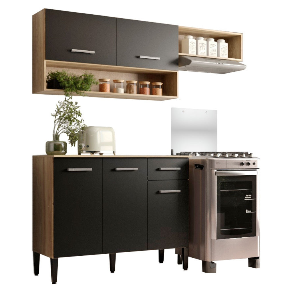 Cozinha Compacta Arizona Tiny Carvalho Preto - imagem 2