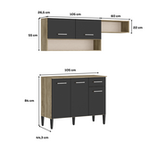 Cozinha Compacta Arizona Tiny Carvalho Preto - imagem 4