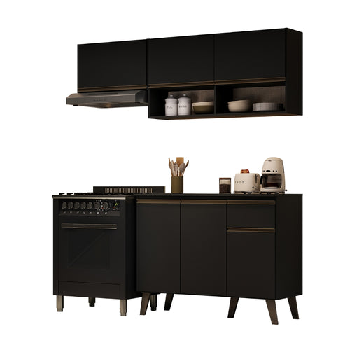 Armário de Cozinha Compacta Atlanta Petit Carraro Preto Touch
