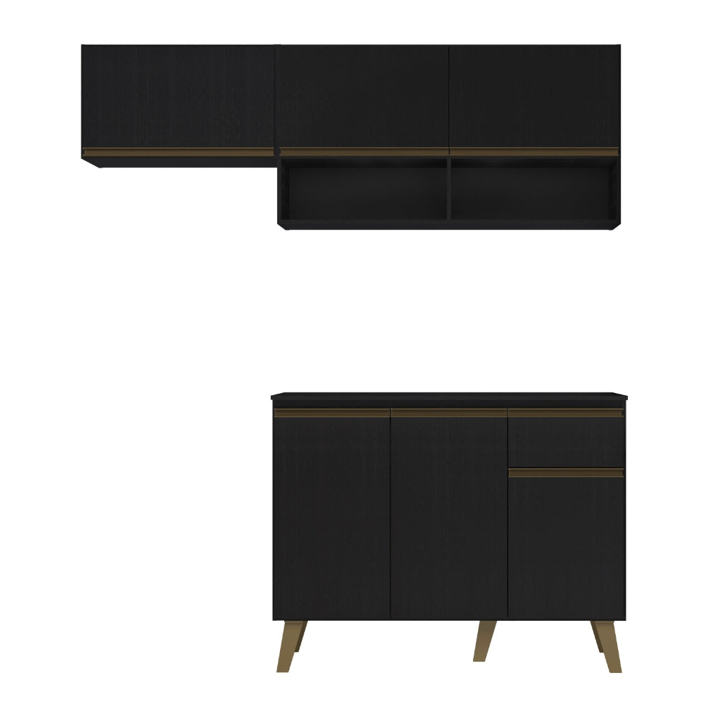 Armário de Cozinha Compacta Atlanta Petit Carraro Preto Touch