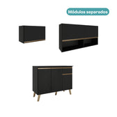 Armário de Cozinha Compacta Atlanta Petit Carraro Preto Touch