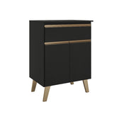 Balcão 600 Atlanta Carraro Preto Touch 2 Portas 1 Gaveta