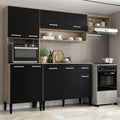 Armário de Cozinha Compacta Completa Arizona Essence Carraro Carvalho com Preto