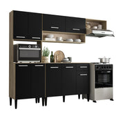 Armário de Cozinha Compacta Completa Arizona Essence Carraro Carvalho com Preto