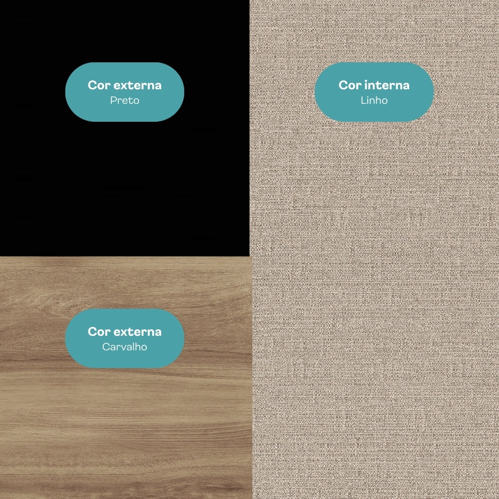 Armário de Cozinha Compacta Completa Arizona Essence Carraro Carvalho com Preto