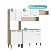 Armário de Cozinha Compacta Completa Arizona Essence Carraro Carvalho com Branco