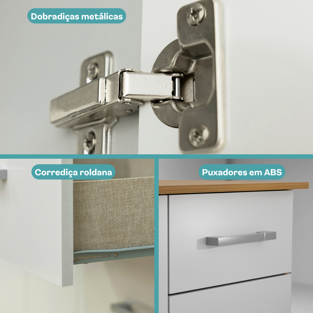 Armário de Cozinha Compacta Completa Arizona Essence Carraro Carvalho com Branco