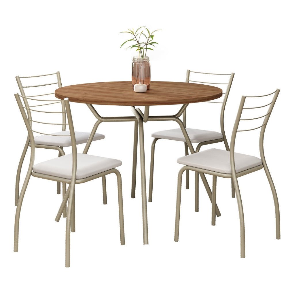 Conjunto Sala de Jantar 4 Cadeiras Bogotá Carraro Branco Prata