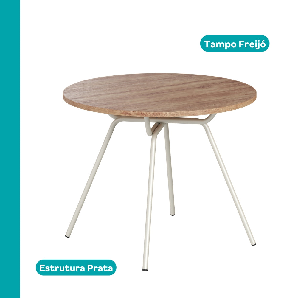 Conjunto Sala de Jantar 4 Cadeiras Bogotá Carraro Branco Prata