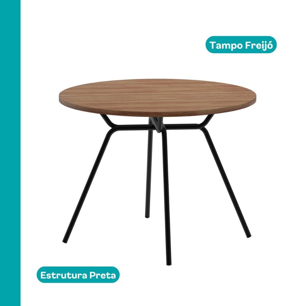 Conjunto Sala de Jantar 4 Cadeiras Glasgow Carraro Grafite Preto