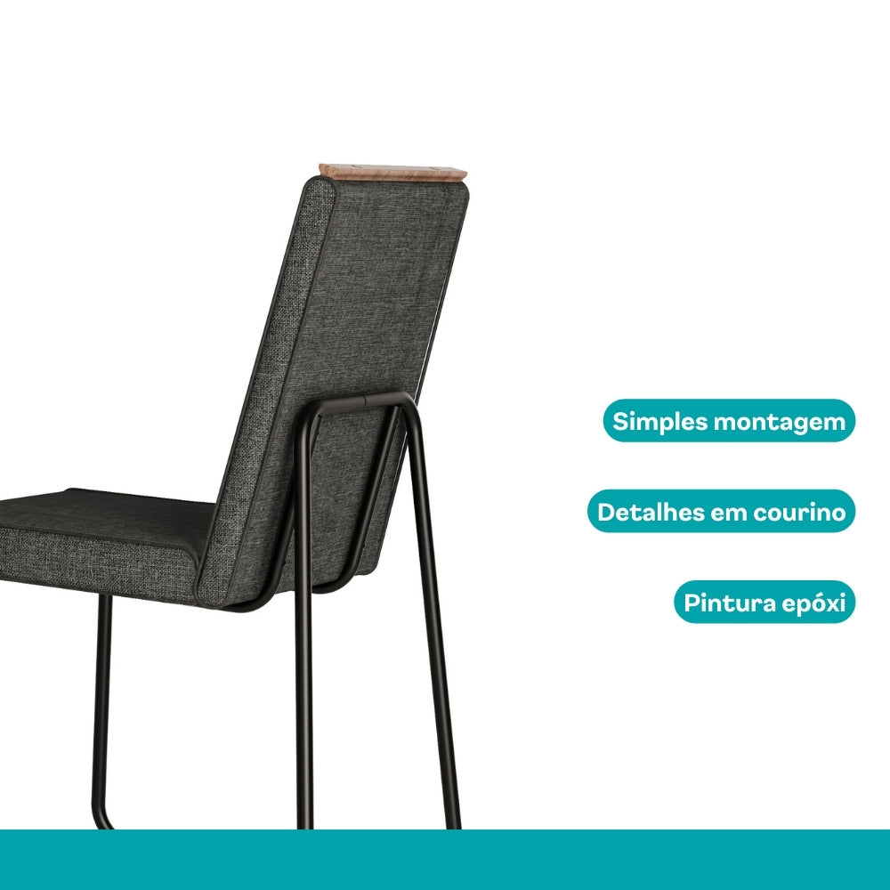 Conjunto Sala de Jantar 4 Cadeiras Glasgow Carraro Grafite Preto