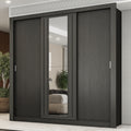 Guarda Roupa Casal 3 Portas Doha c/ Espelho Central Carraro Preto Touch