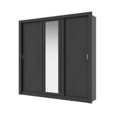 Guarda Roupa Casal 3 Portas Doha c/ Espelho Central Carraro Preto Touch