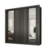 Guarda Roupa Casal 3 Portas Doha c/ Espelhos Laterais Carraro Preto Touch