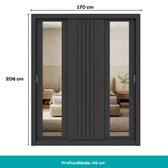 Guarda Roupa Casal 3 Portas Doha c/ Espelhos Laterais Carraro Preto Touch