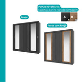 Guarda Roupa Casal 3 Portas Doha c/ Espelhos Laterais Carraro Preto Touch