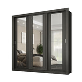 Guarda Roupa Casal 3 Portas Doha c/ 3 Espelhos Carraro Preto Touch