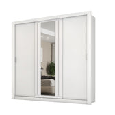 Guarda Roupa Casal 3 Portas Doha Lux Carraro Branco Ripado