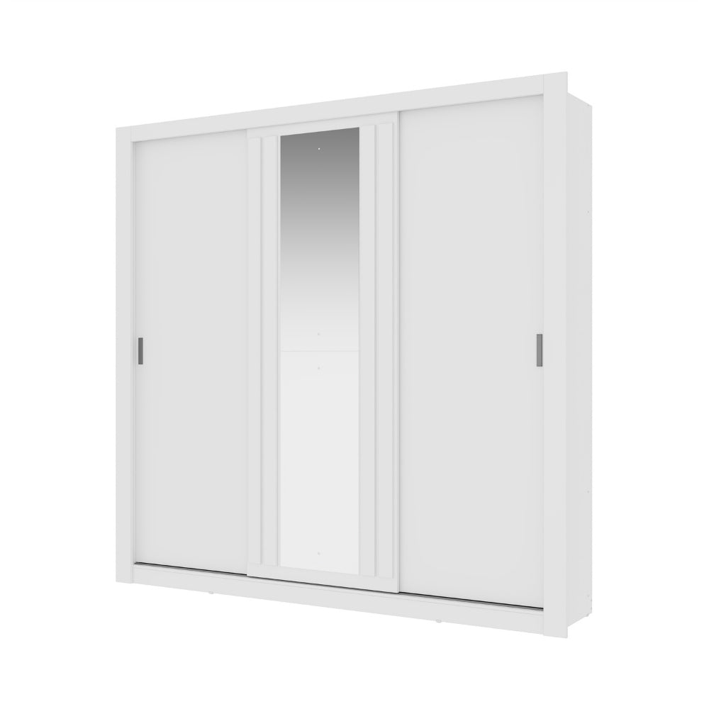 Guarda Roupa Casal 3 Portas Doha Lux Carraro Branco Ripado