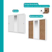 Guarda Roupa Casal 3 Portas Doha Lux Carraro Branco Ripado