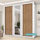 Guarda Roupa Casal 3 Portas Doha Lux Carraro Branco Ripado