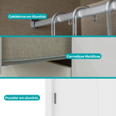 Guarda Roupa Casal 3 Portas Doha c/ Espelhos Laterais Carraro Branco