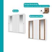Guarda Roupa Casal 3 Portas Doha c/ Espelhos Laterais Carraro Branco