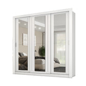 Guarda Roupa Casal 3 Portas Doha c/ 3 Espelhos Carraro Branco