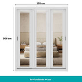 Guarda Roupa Casal 3 Portas Doha c/ 3 Espelhos Carraro Branco