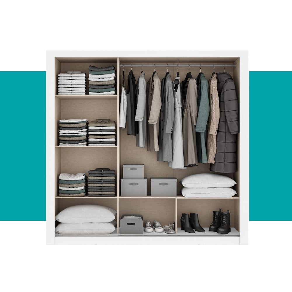 Guarda Roupa Casal 3 Portas Doha c/ 3 Espelhos Carraro Branco