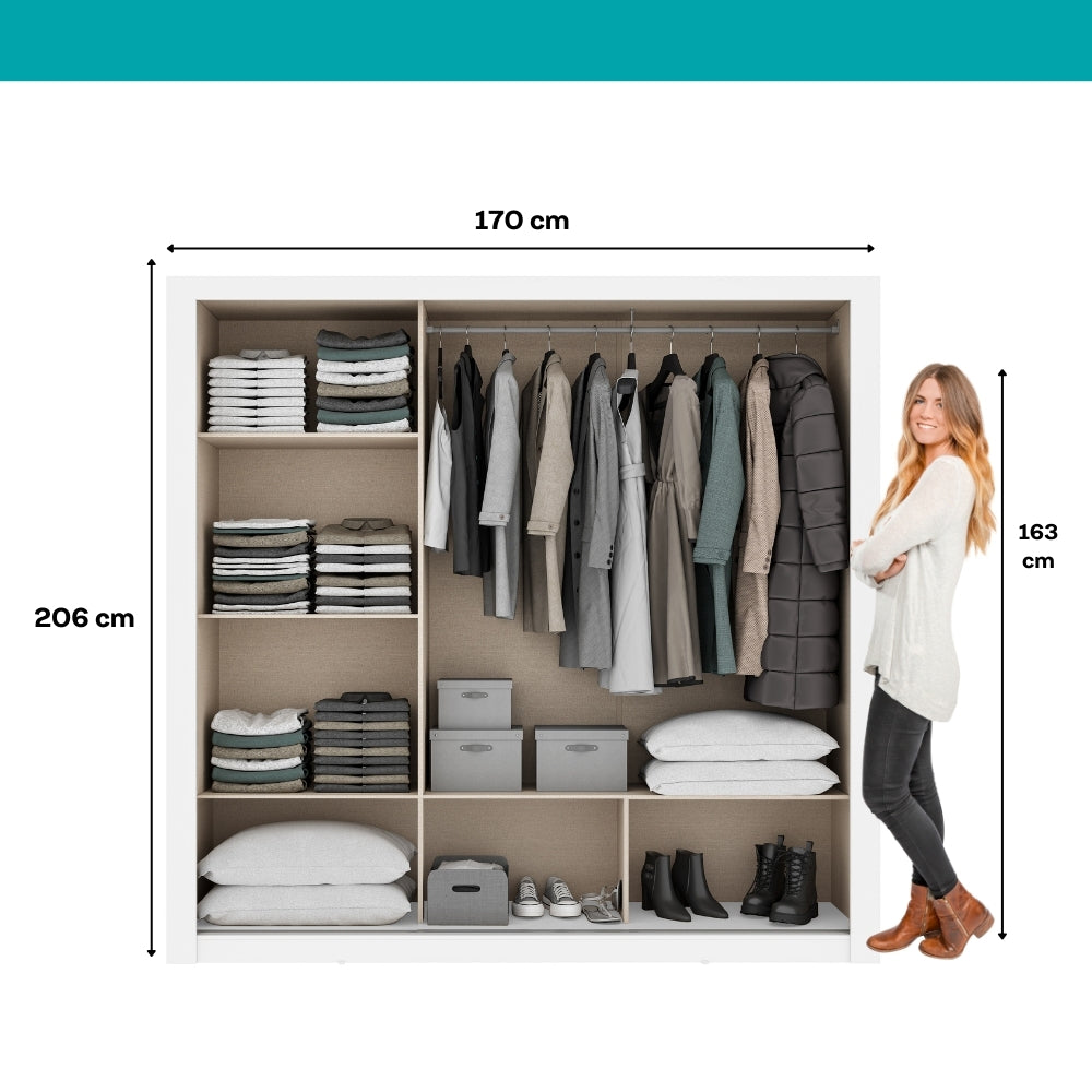Guarda Roupa Casal 3 Portas Doha c/ 3 Espelhos Carraro Branco