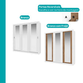 Guarda Roupa Casal 3 Portas Doha c/ 3 Espelhos Carraro Branco