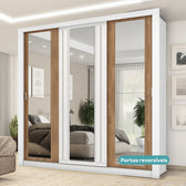 Guarda Roupa Casal 3 Portas Doha c/ 3 Espelhos Carraro Branco
