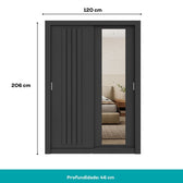 Guarda Roupa Solteiro 2 Portas Darvi c/ Espelho Direito Carraro Preto Touch