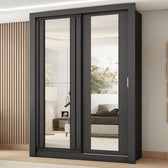 Guarda Roupa Solteiro 2 Portas Darvi c/ 2 Espelhos Carraro Preto Touch