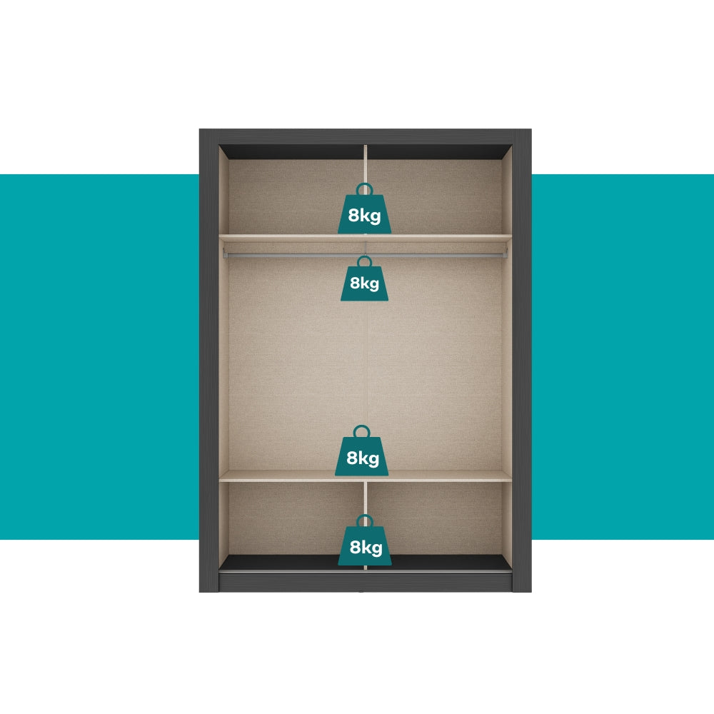Guarda Roupa Solteiro 2 Portas Darvi c/ 2 Espelhos Carraro Preto Touch