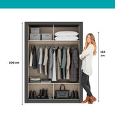 Guarda Roupa Solteiro 2 Portas Darvi c/ 2 Espelhos Carraro Preto Touch