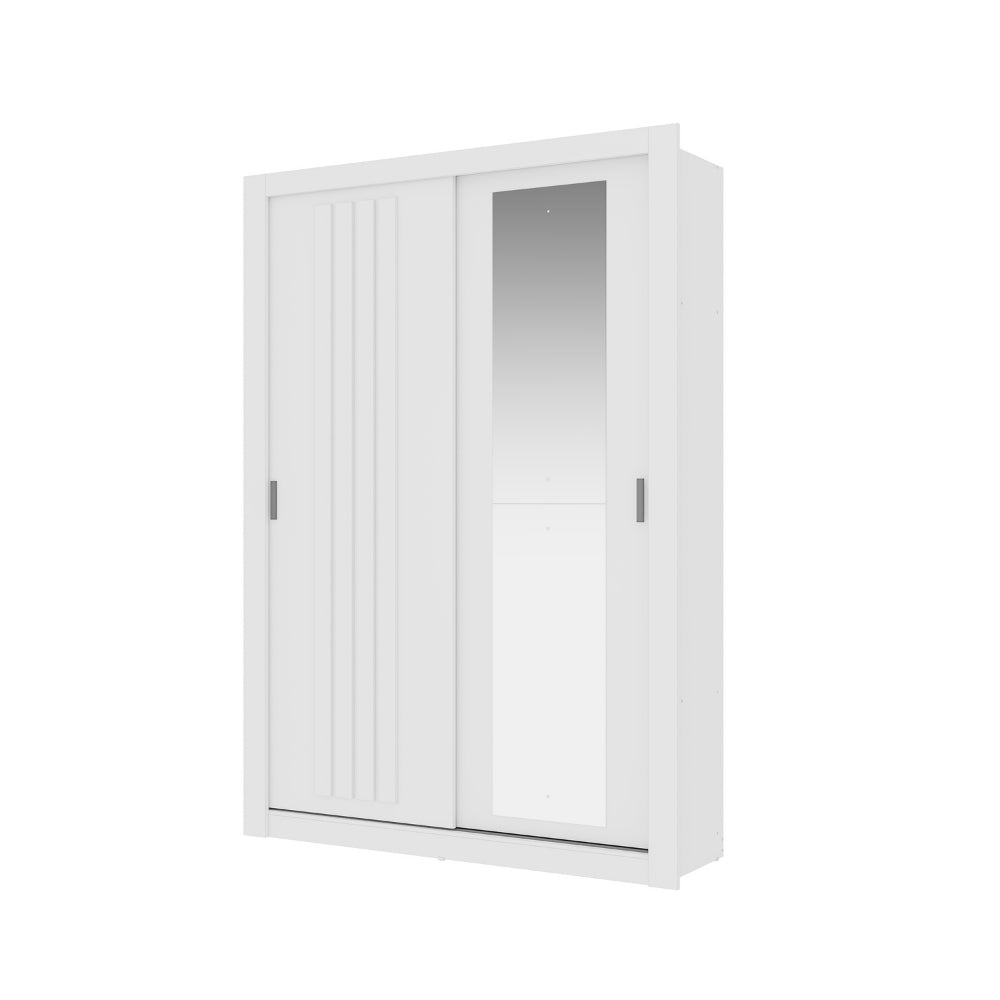 Guarda Roupa Solteiro 2 Portas Darvi c/ Espelho Direito Carraro Branco